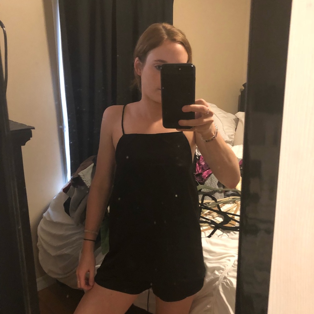 Silk romper black